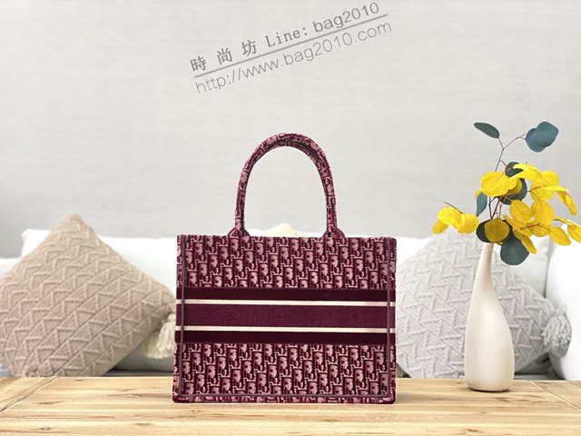 Dior女包 迪奧Book Tote帆布天鵝絨托特包手袋 Dior刺繡購物袋  dfk1521